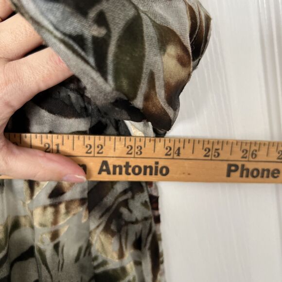 Chico's Velvet Burnout Sheer Silk Blouse Size 3 US XL Brown Long Sleeve Side Tie - Picture 9 of 9